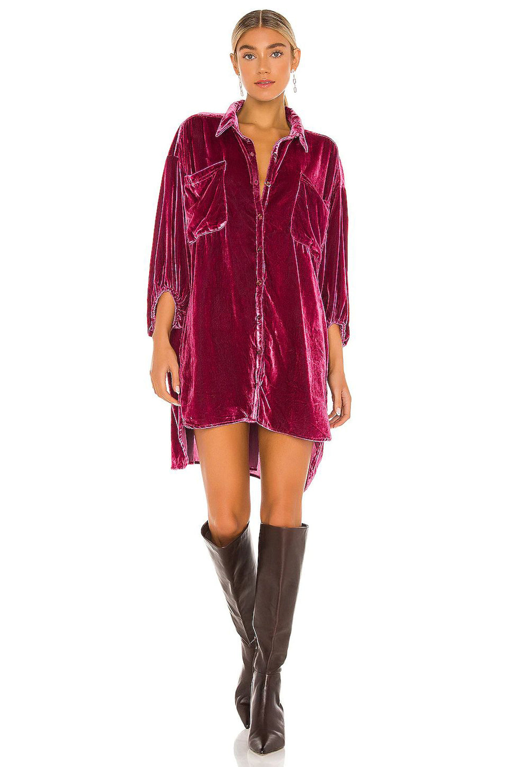 Spot 2025 autumn and winter gold velvet dress Amazon Europe and the United States new loose lantern sleeve long shirt top