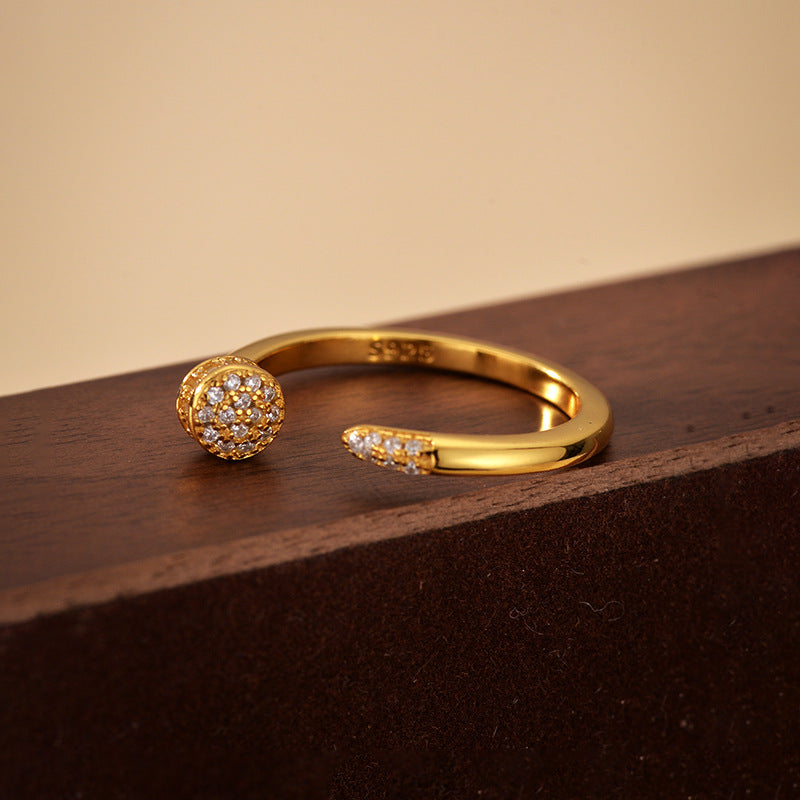 European and American classic 925 sterling silver diamond open ring for women, versatile fashion, high-end temperament, ins style, cross-border hot selling