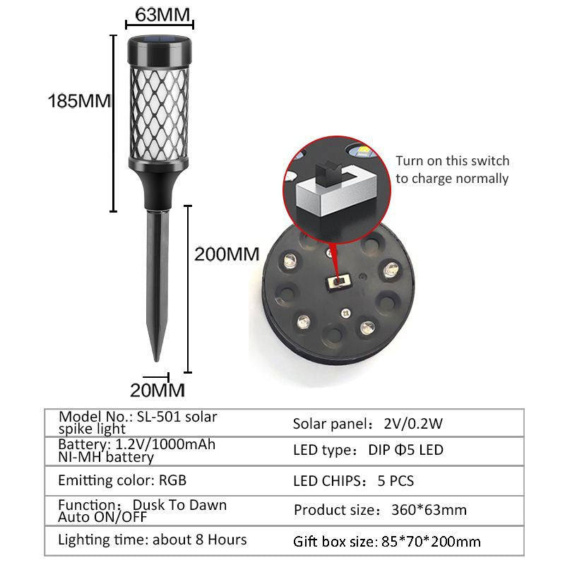 Cross-border RGB solar lawn light waterproof courtyard ground plug landscape light home decoration outdoor garden atmosphere light