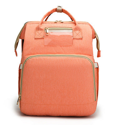 Factory cross-border new upgraded folding bed mommy bag portable multi-functional double-shoulder mother backpack mother and baby bag bed