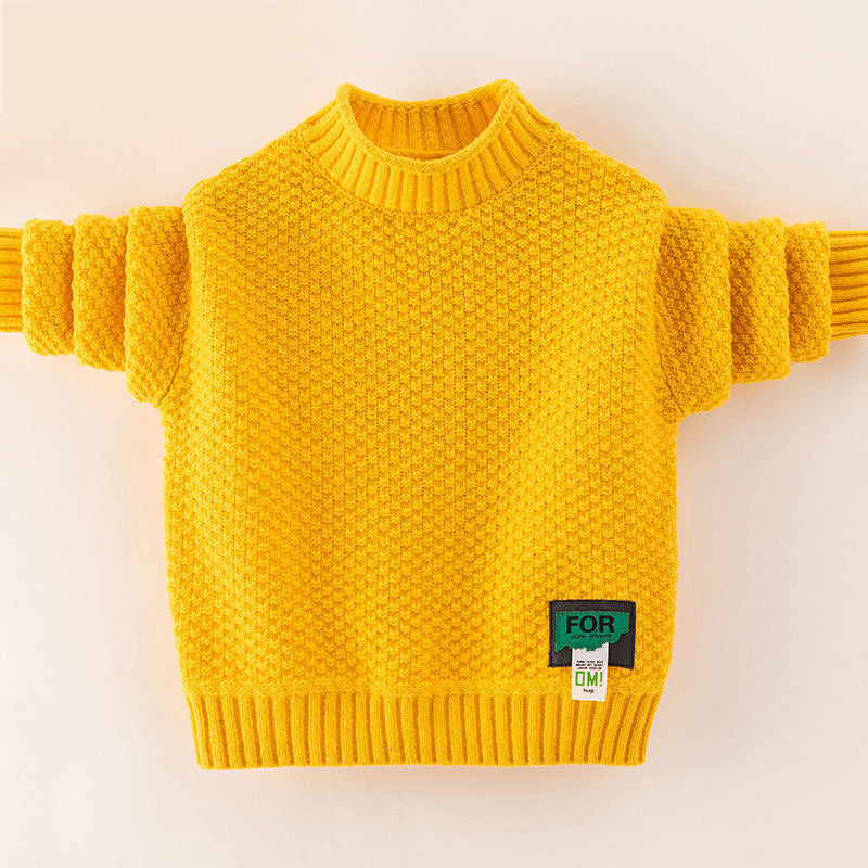 Boys' sweaters 2025 new style handsome spring middle and large children's knitted children's tops comfortable girls thickened pullover