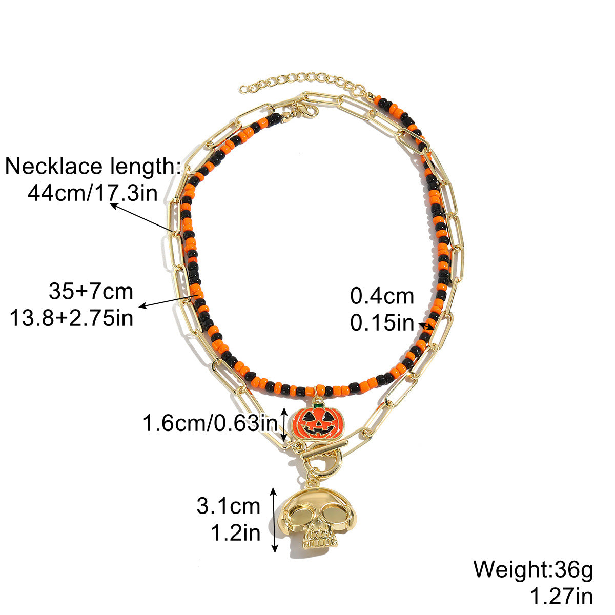 European and American Cross-Border Gothic Jewelry Halloween Jewelry Dark Bat Ghost Skeleton Pumpkin Spider Halloween Necklace