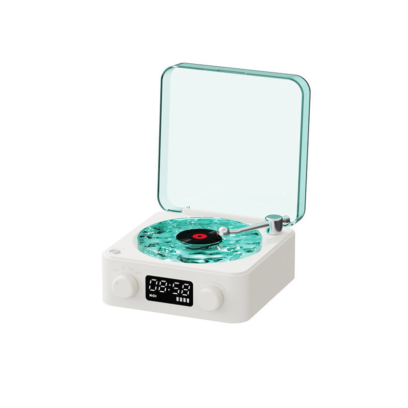 Retro listening to the sea vinyl wireless Bluetooth speaker alarm clock small record player high-quality female and male birthday gift audio