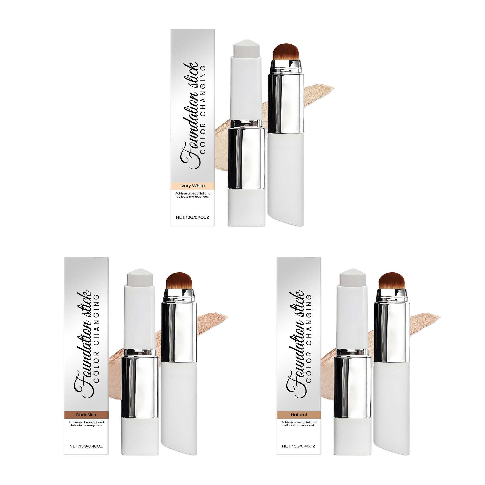Cross-border 2-in-1 color-changing foundation stick, lightweight, moisturizing, hydrating, skin-nourishing, matte, non-caking, everyday foundation stick.