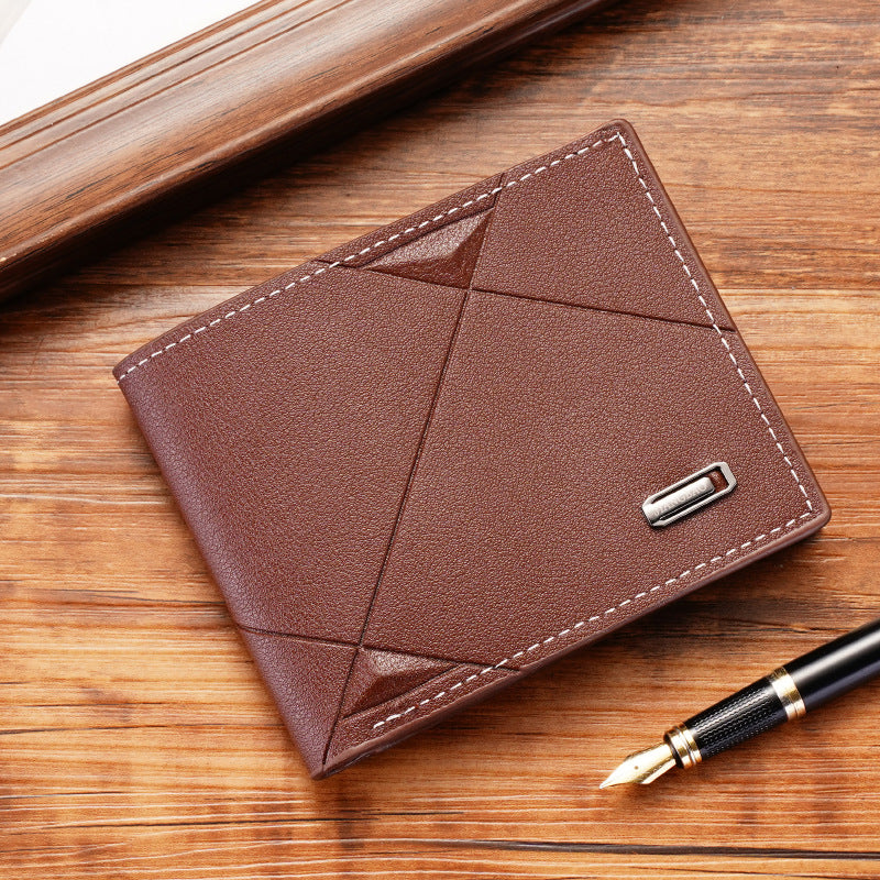 New men's wallet men's short multi-card slots fashion casual wallet men's youth thin tri-fold horizontal soft wallet