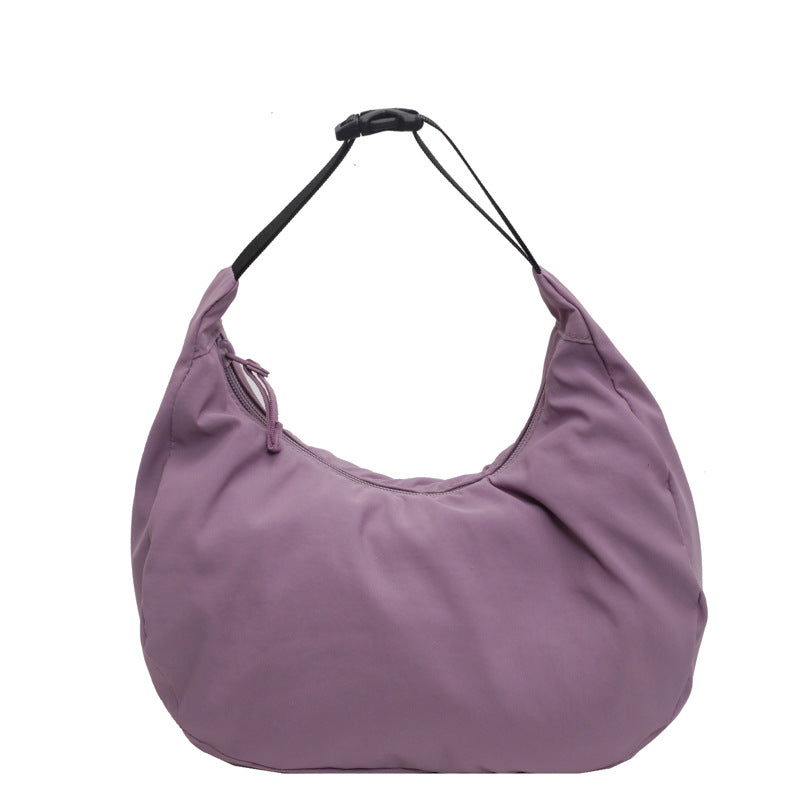 Korean style lightweight casual dumpling bag women's solid color simple crescent handbag commuting literary shoulder messenger bag