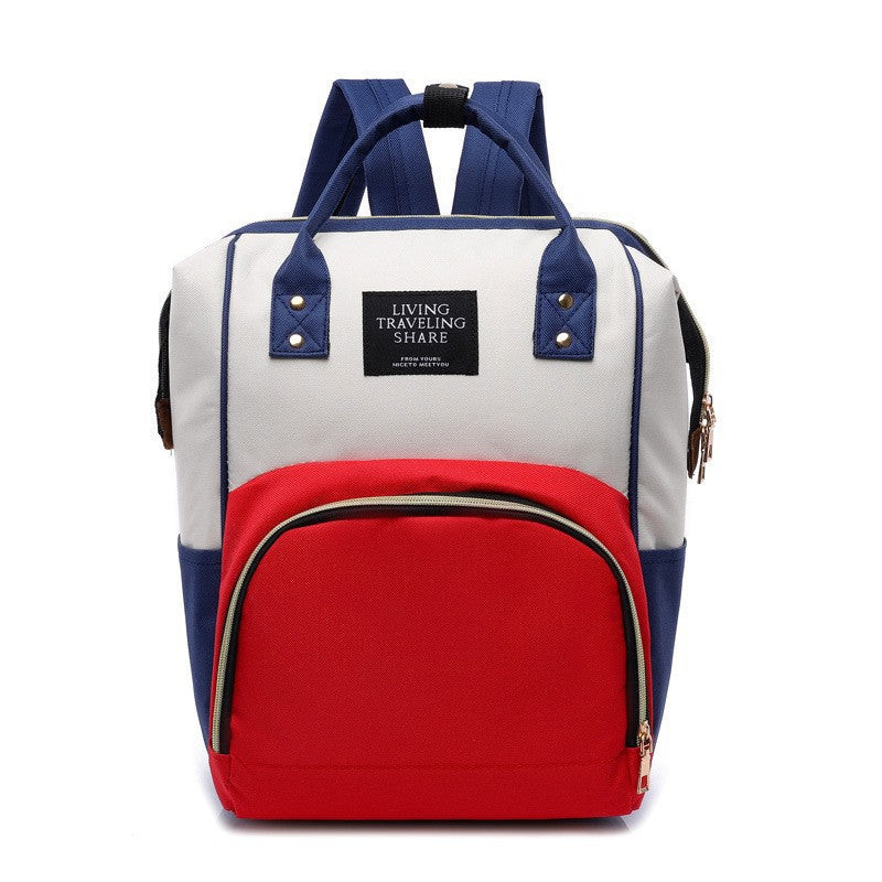 Mommy bag 2025 new Korean style fashion canvas color matching backpack women's bag Baoma milk bottle bag