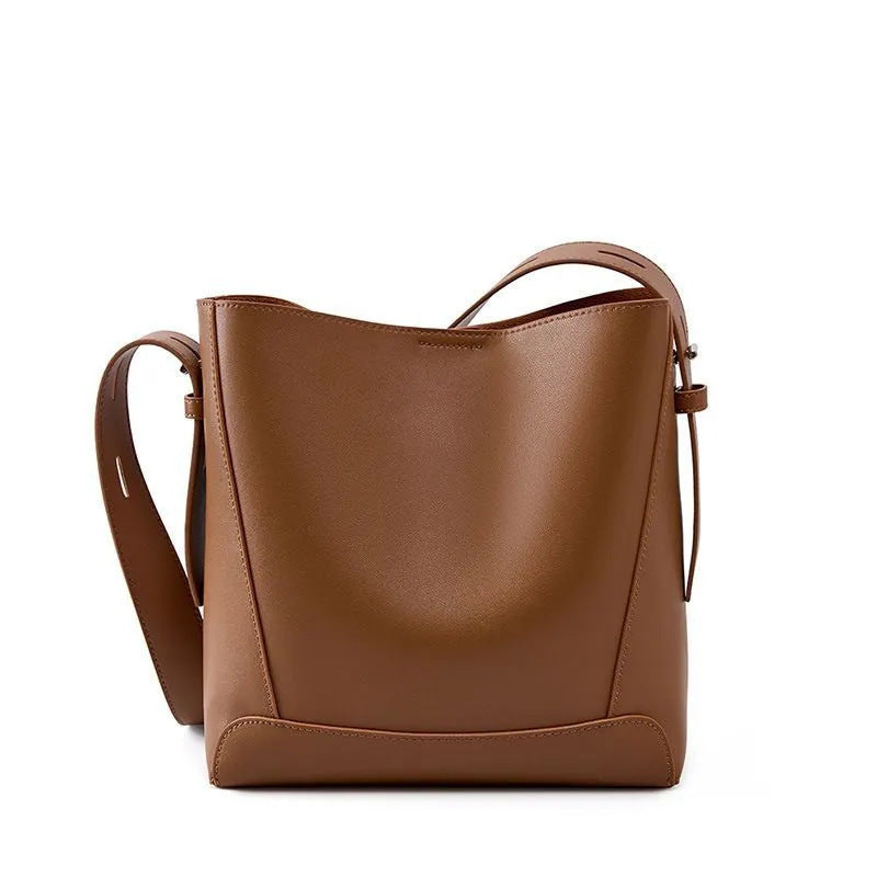 Women's new style high-end large-capacity bucket bag soft leather versatile shoulder crossbody bag one piece dropshipping