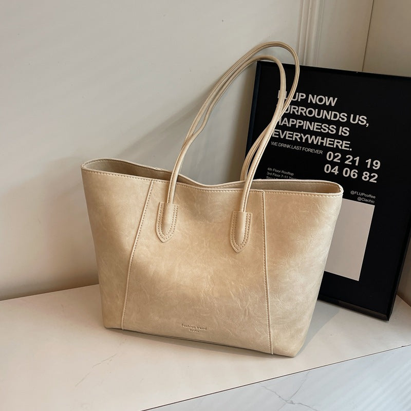 Cross-border foreign trade source factory retro high-end large-capacity bag texture tote bag simple and fashionable shoulder bag