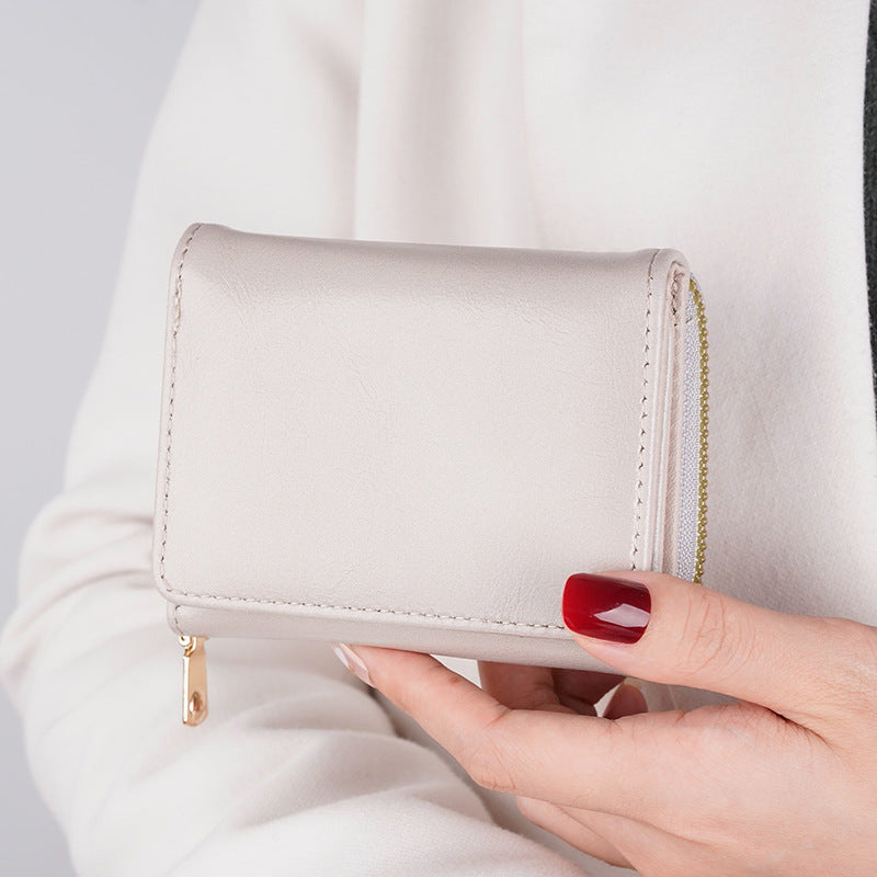 Credit card ID card cash wallet women's wallet small wallet short wallet card holder zipper wallet multi-layer trifold