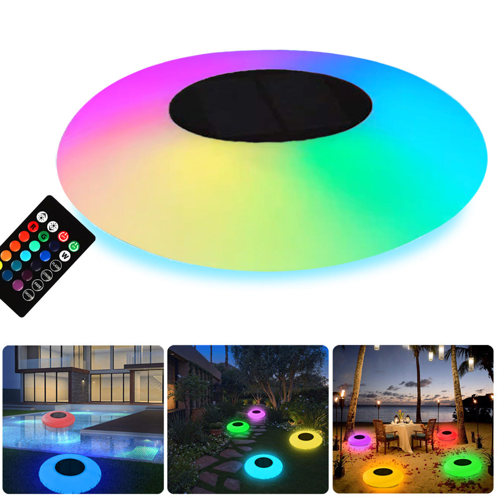 Cross-border solar water floating lights fantasy racing pool lights outdoor waterproof colorful LED flying saucer pool floating lights