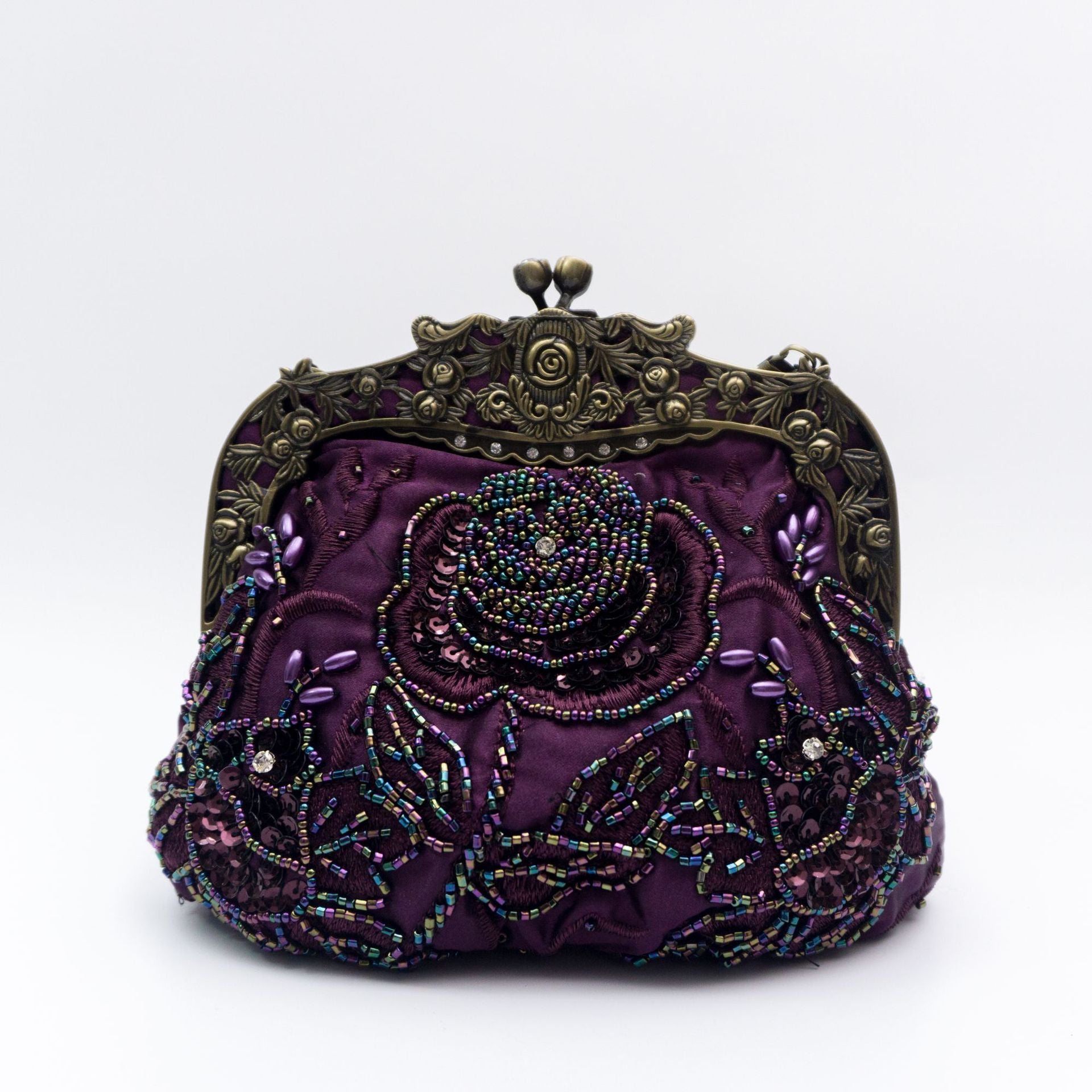 Kaiweili handmade beaded flower evening bag retro old Shanghai cheongsam bag hot style embroidered mouth gold bag