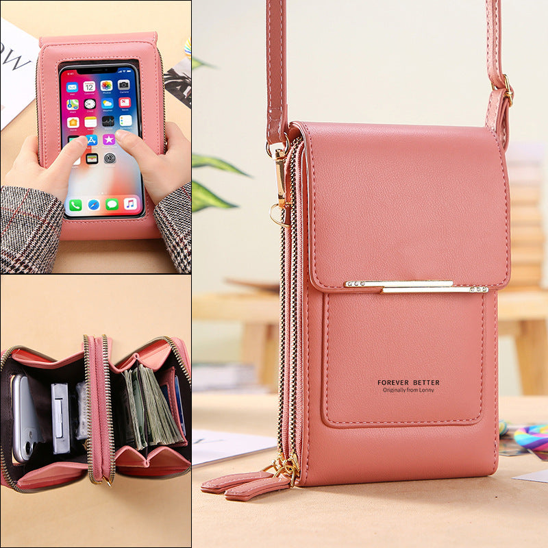 Touch screen mobile phone bag for women, small crossbody bag, cute small bag for mobile phone, fashionable key coin bag, vertical style