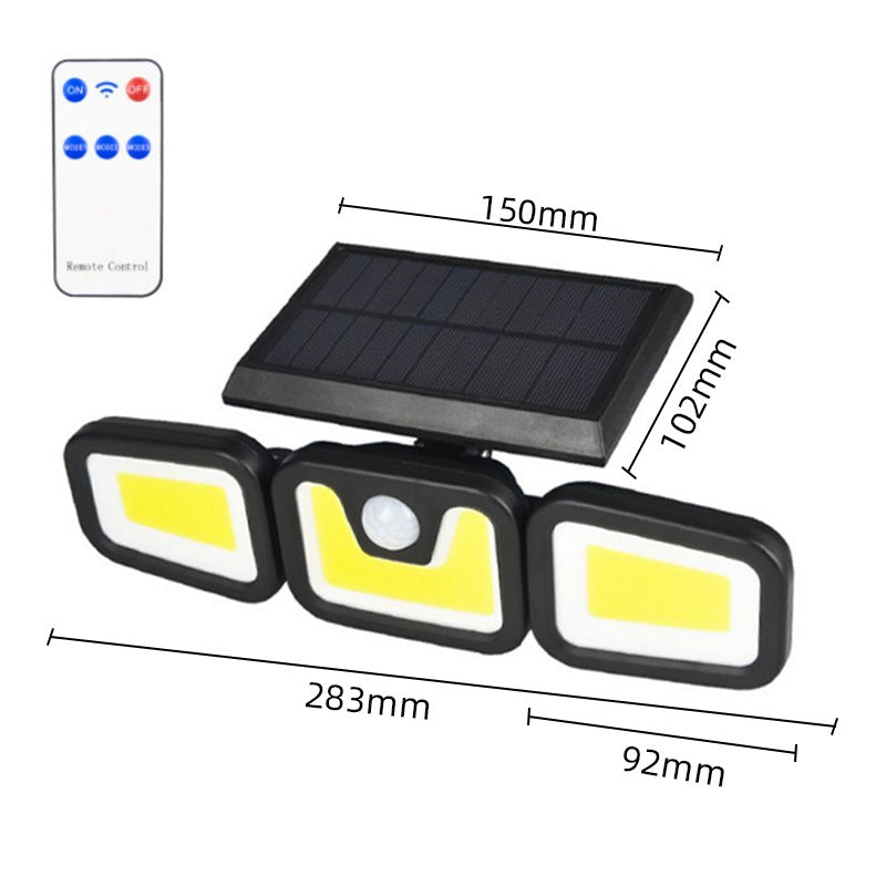 Cross-border solar light three-head rotatable wall lamp outdoor solar sensor light wall lamp garden lighting street lamp