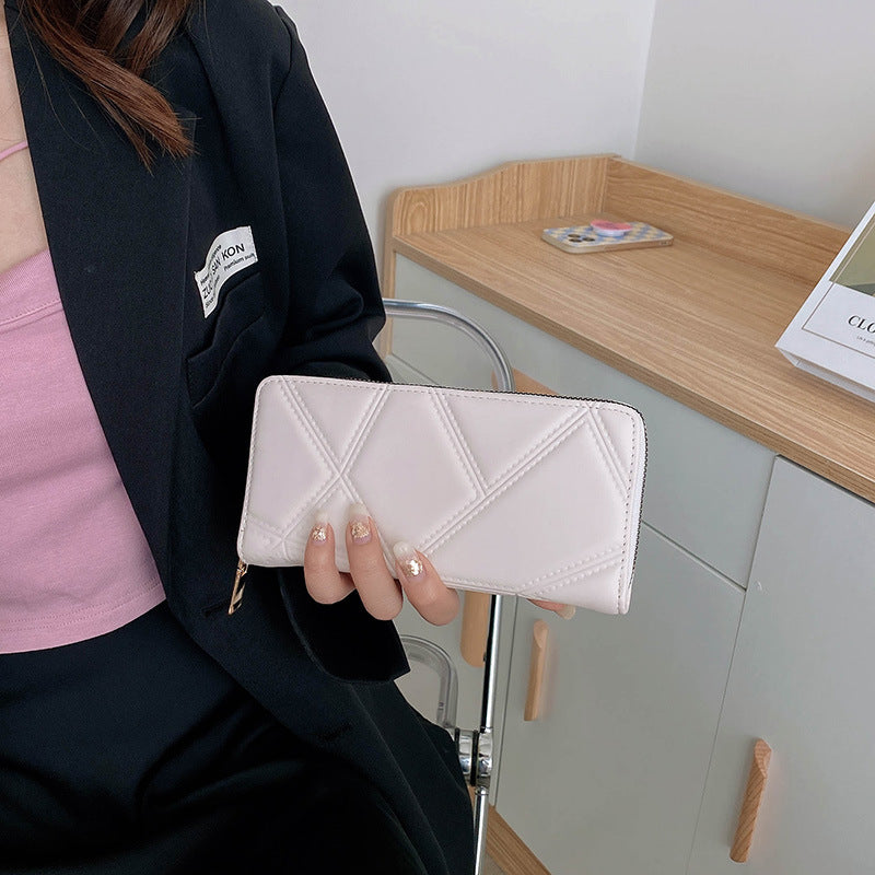 New women's wallet medium and long zipper clutch fashionable foreign trade PU leather pressed money clip coin purse trend