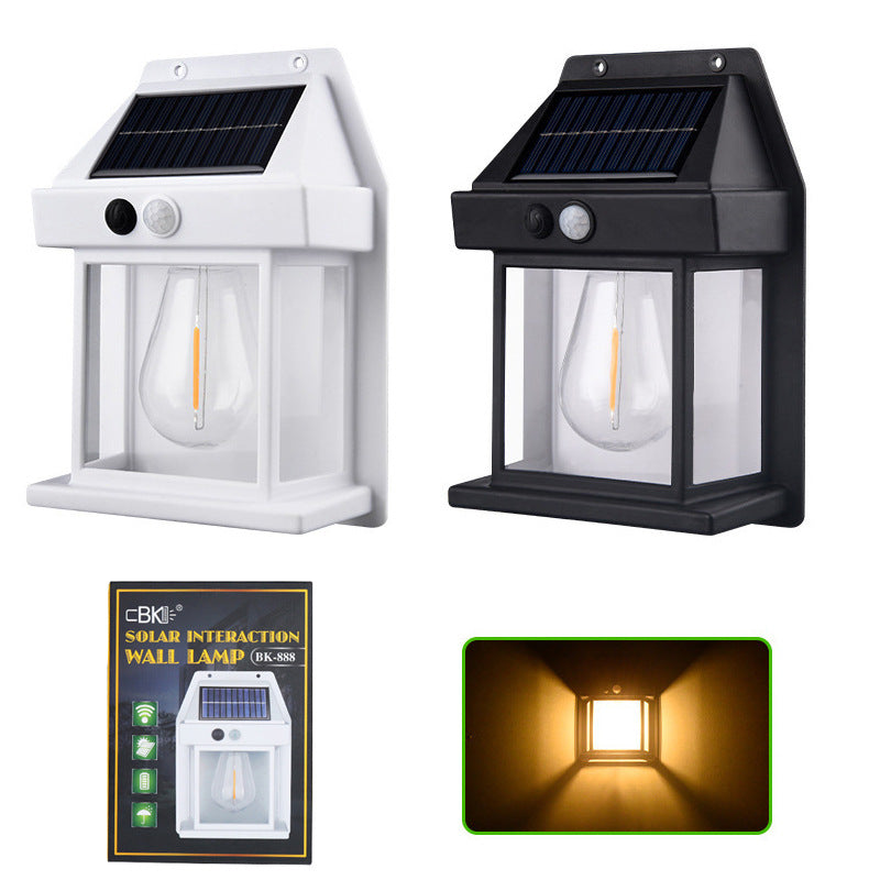 Solar charging wall lamp outdoor induction lamp waterproof tungsten lamp modern simple villa garden lamp garden lamp