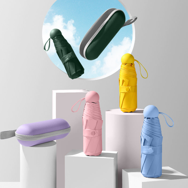 Ultra-light small 5-fold umbrella sun protection sun umbrella anti-ultraviolet advertising umbrella customized umbrella mini capsule umbrella