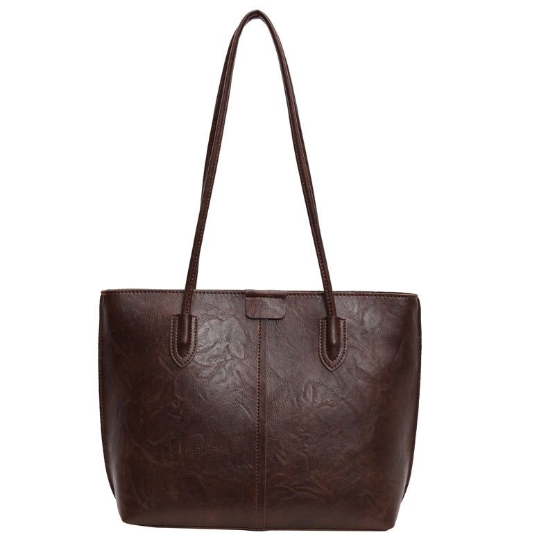 Cross-border foreign trade source factory retro high-end large-capacity bag texture tote bag simple and fashionable shoulder bag