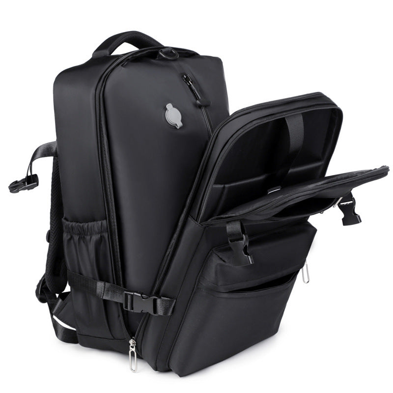 High-end business backpack vacuum compression backpack for men with large capacity and double side pockets including vacuum pump