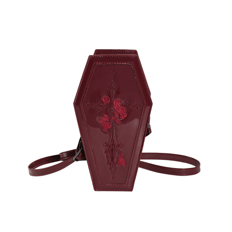 Cross-border new Halloween cross PU coffin bag European and American fashion personality funny shoulder messenger bag