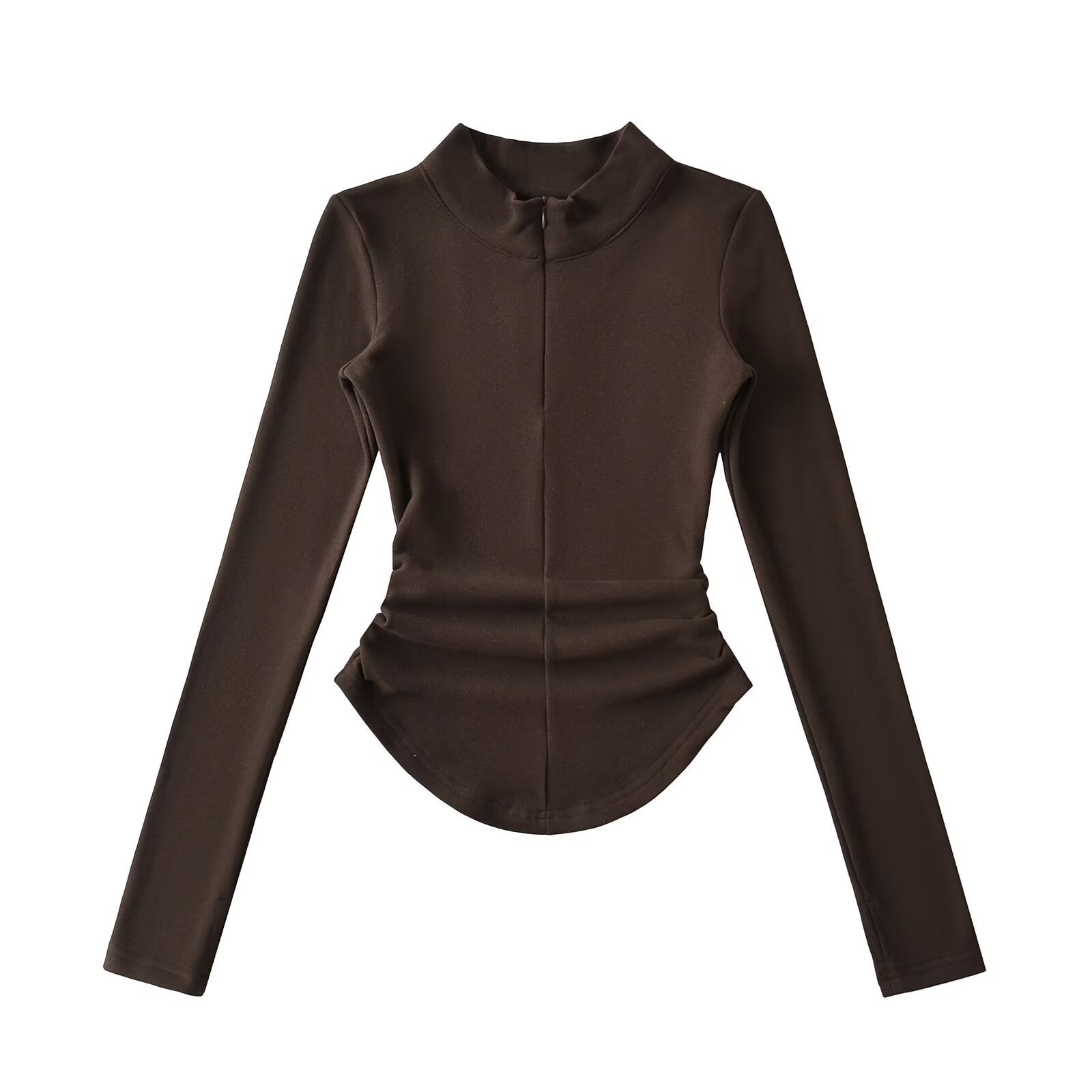 2025 Spring and Autumn Korean version of German velvet half-zip long-sleeved casual versatile tight-fitting warm bottoming shirt ins top
