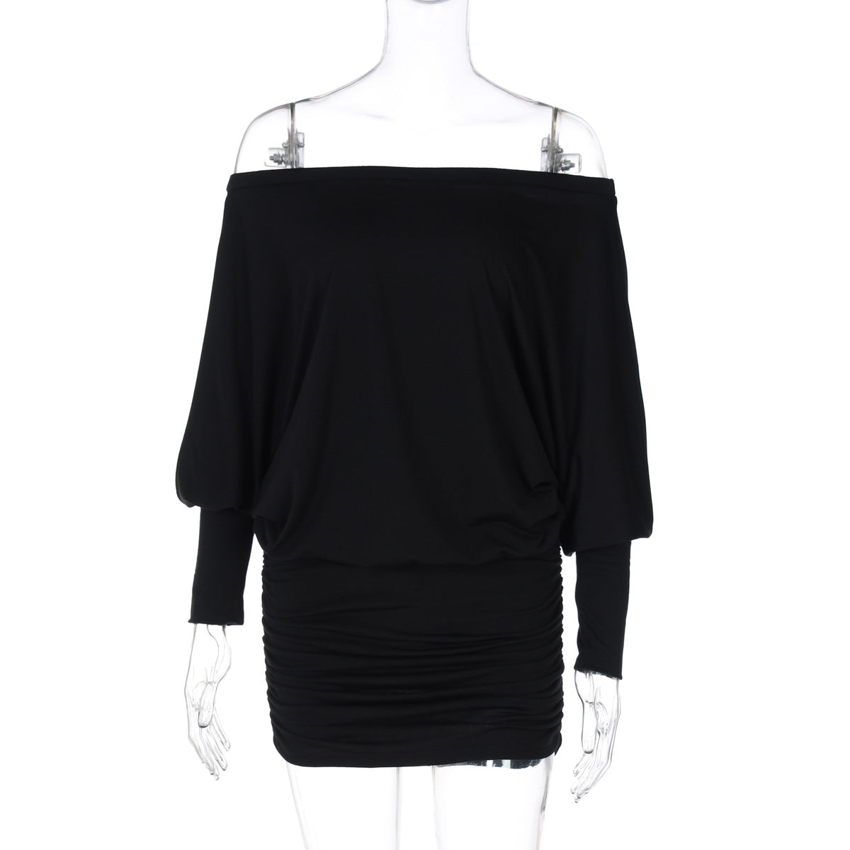 European and American style women's clothing 2025 spring new sexy pure desire style one-shoulder pleated tight hip dress