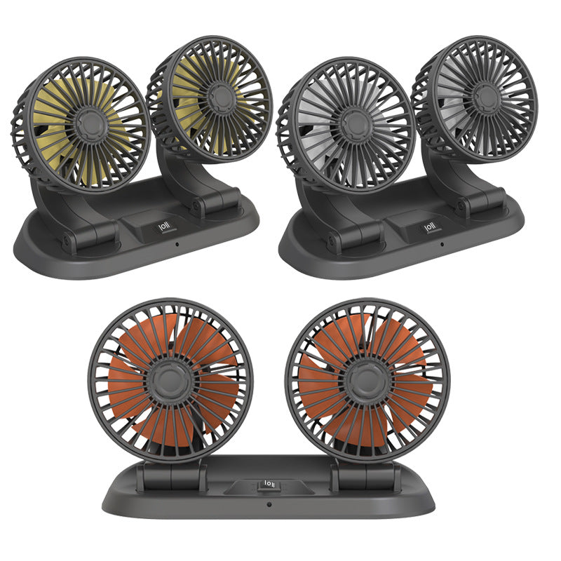Car mini five-blade 360°rotatable fan creative adjustment wind power stop sign fan car supplies