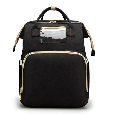 Factory cross-border new upgraded folding bed mommy bag portable multi-functional double-shoulder mother backpack mother and baby bag bed