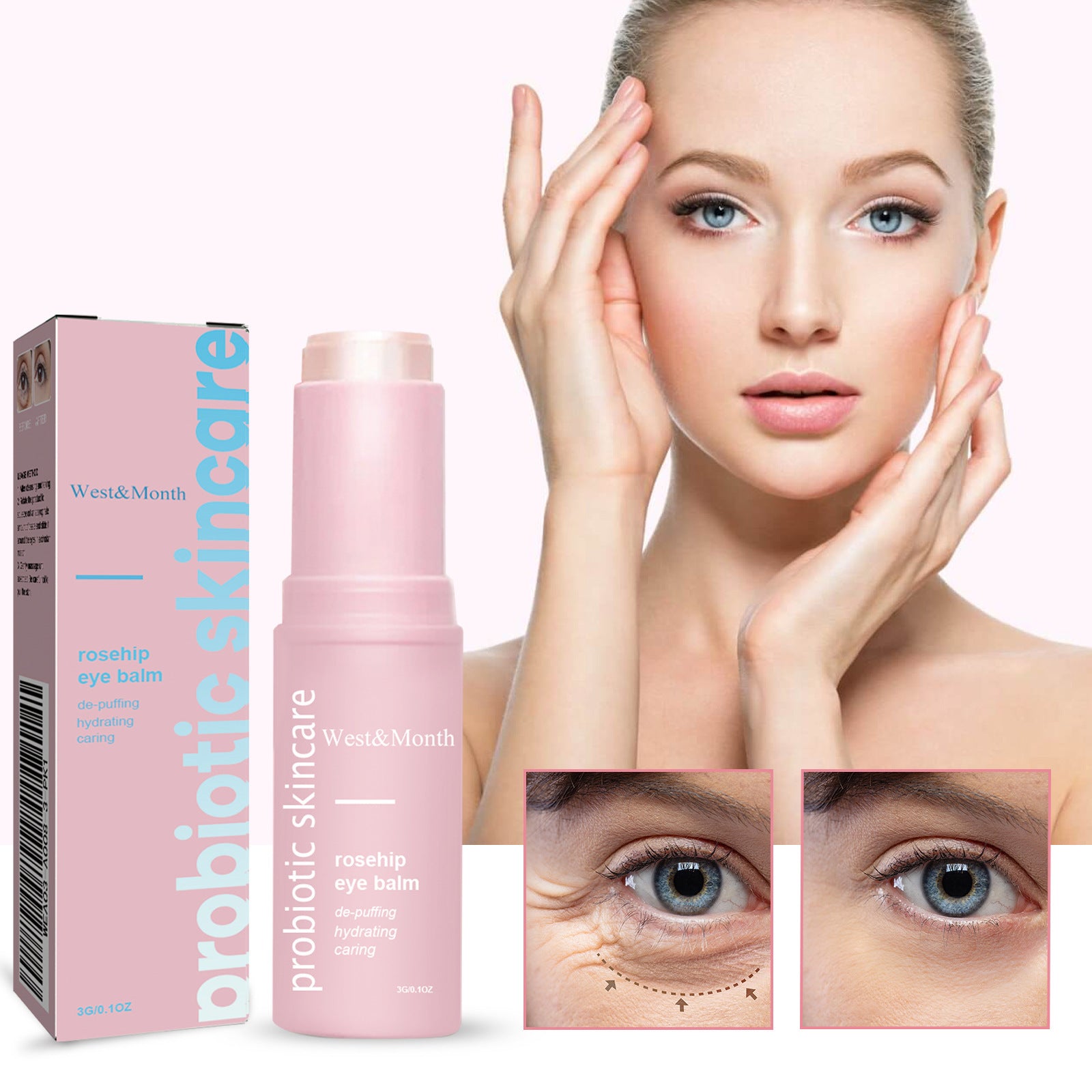 West&Month Rosehip Eye Cream Stick reduces eye bags, fine lines, and hydrates and tightens the skin around the eyes