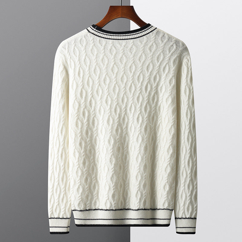 Men's casual thick round neck bottoming sweater new fashion wool bottoming sweater warm solid color men's clothing wholesale
