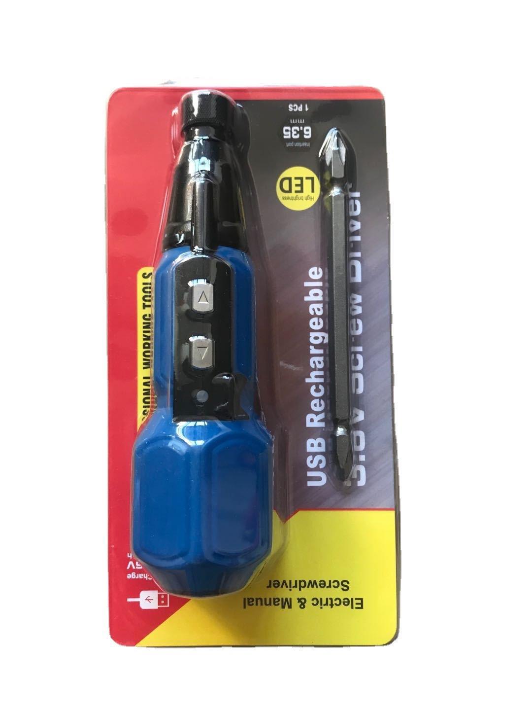 Alloy steel straight handle 3.6v electric screwdriver screwdriver USB rechargeable small mini magnetic household electric screwdriver