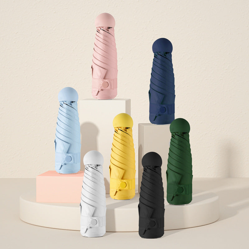 Ultra-light small 5-fold umbrella sun protection sun umbrella anti-ultraviolet advertising umbrella customized umbrella mini capsule umbrella