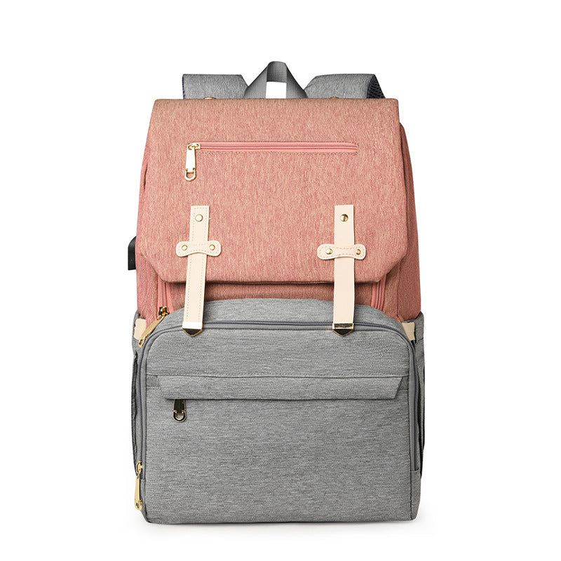 Mommy bag two-piece set Japanese multifunctional decompression air cushion mother and baby bag out USB charging large capacity mommy bag