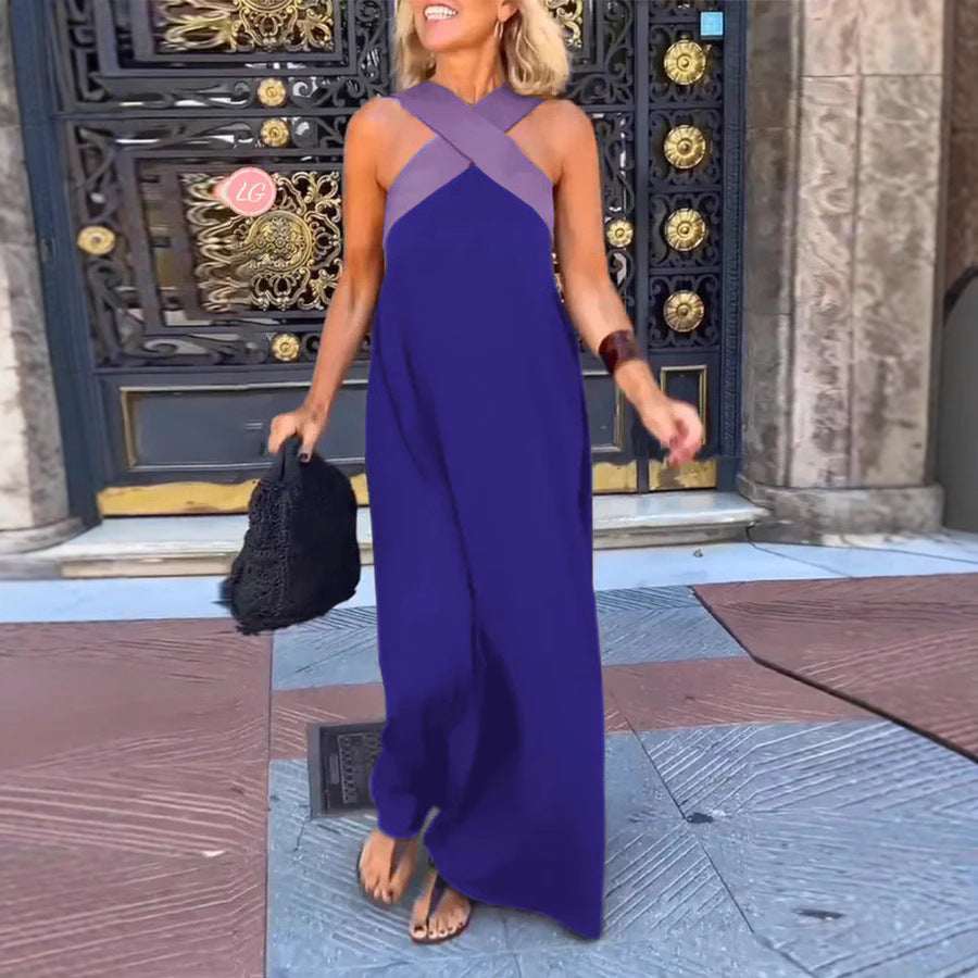 2025 summer new cross-border women's clothing AliExpress foreign trade long skirt cross sexy back dress