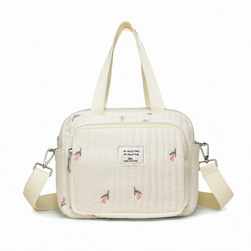 New style full embroidery fashion multifunctional mother and baby bag for going out with baby, large capacity, girl-style mother bag