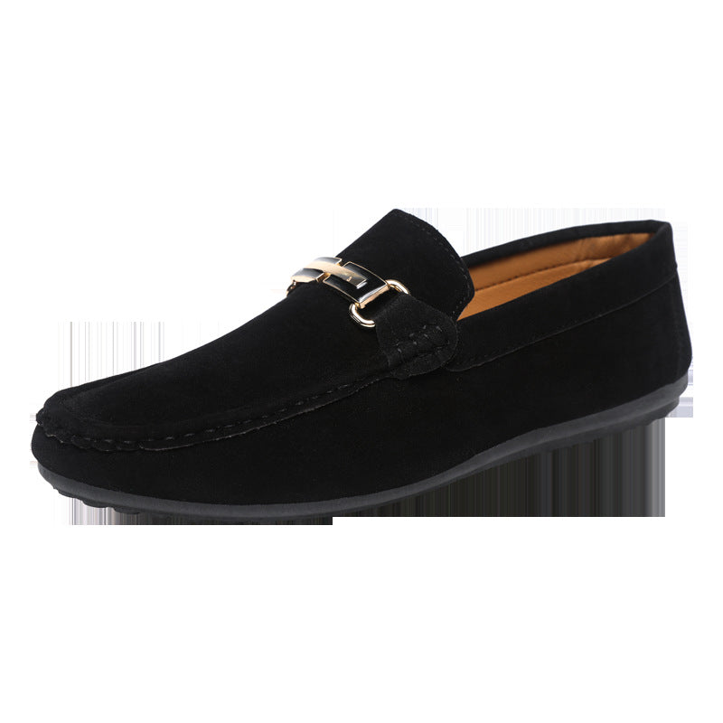 Spring and summer men's low-top moccasins versatile casual shoes breathable leather shoes black work shoes one-step