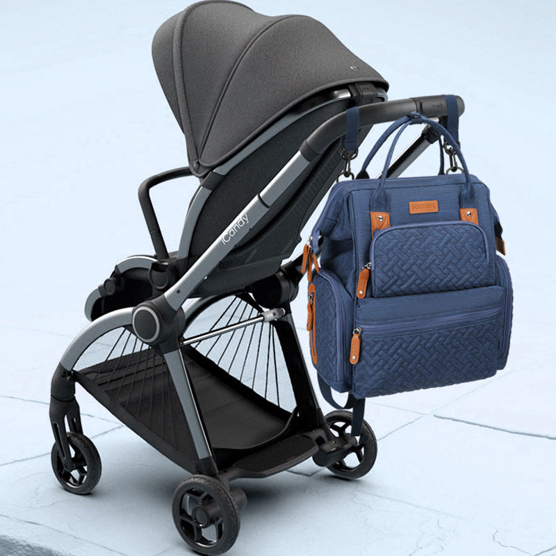 Cross-border multi-pocket mommy bag with diaper pad, high-quality outdoor travel multi-functional mother and baby bag, fashionable mommy bag