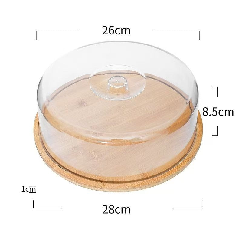 bamboo butter box butter storage kitchenware with lid fresh-keeping box cover transparent cover bamboo wooden tray dinner plate