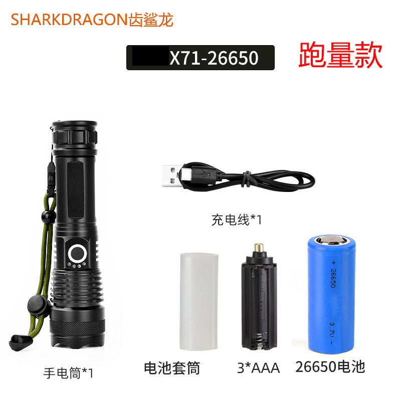 Cross-border P70 high-intensity flashlight outdoor waterproof USB rechargeable telescopic zoom high-power LED flashlight