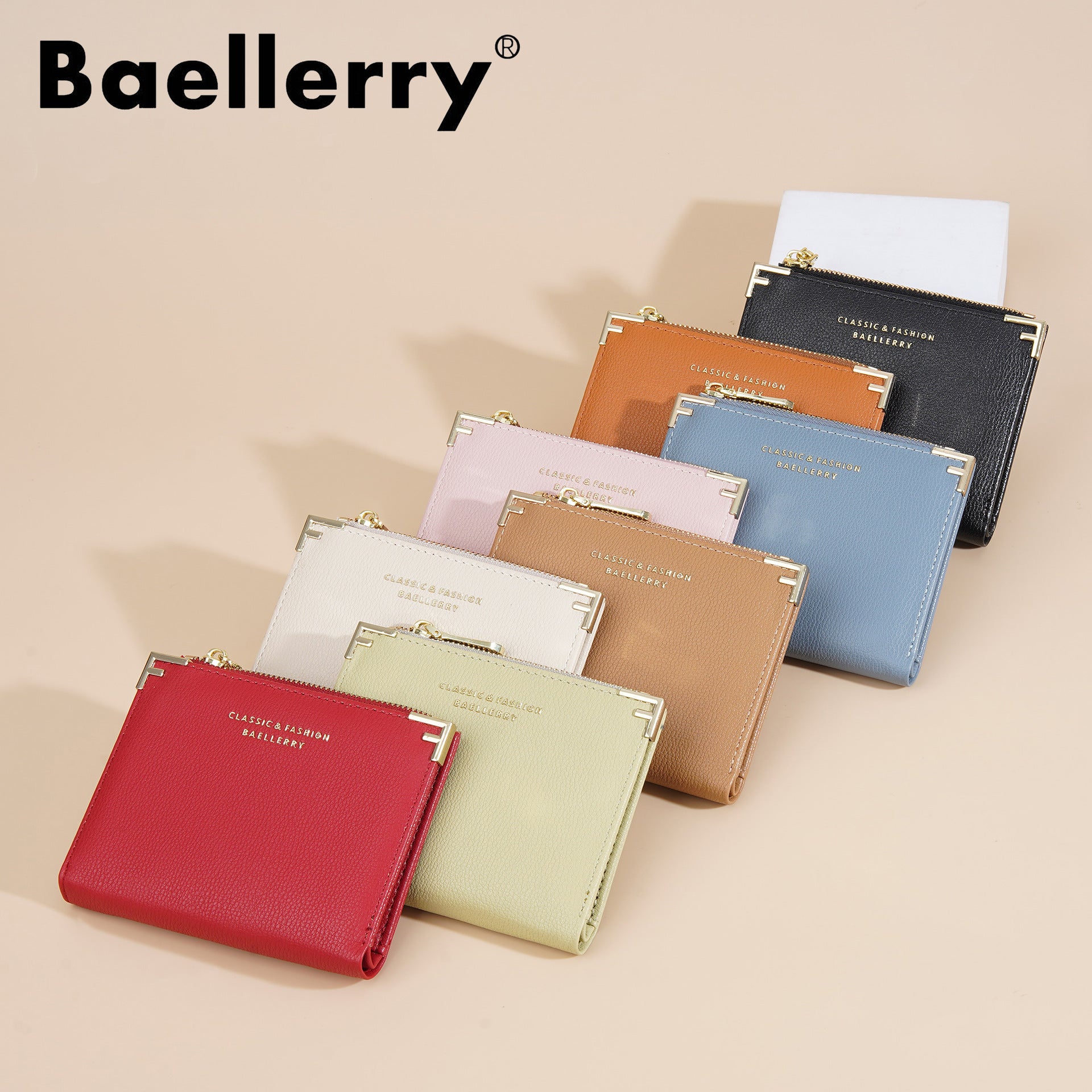 Wallet women baellerry women's wallet short multi-card slot zipper bag coin purse womenwallet