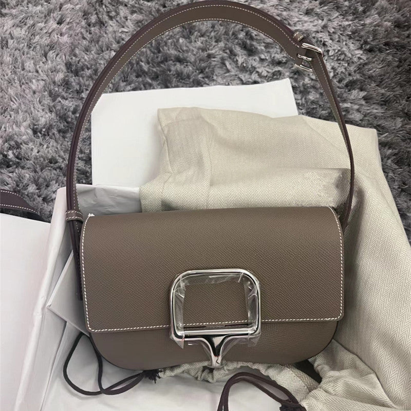 Cross-border hot selling 2025 new style all-match high-end light luxury genuine leather women's bag shoulder crossbody saddle bag women