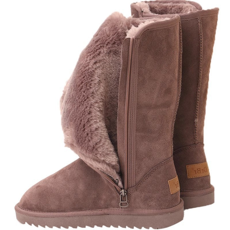 Cross-border long snow boots women's Korean version high-tube side zipper plus velvet thickened 2023 winter new snow cotton boots women
