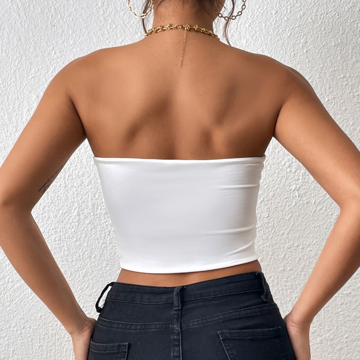 2025 hot style European and American cross-border sexy navel-baring tube top integrated suspender vest outer wear chest wrap top vest women