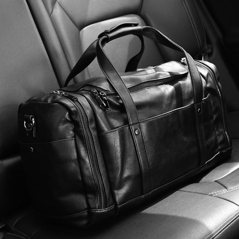 New travel bag men's leather handbag sports fitness shoulder bag retro trend luggage bag boarding bag men