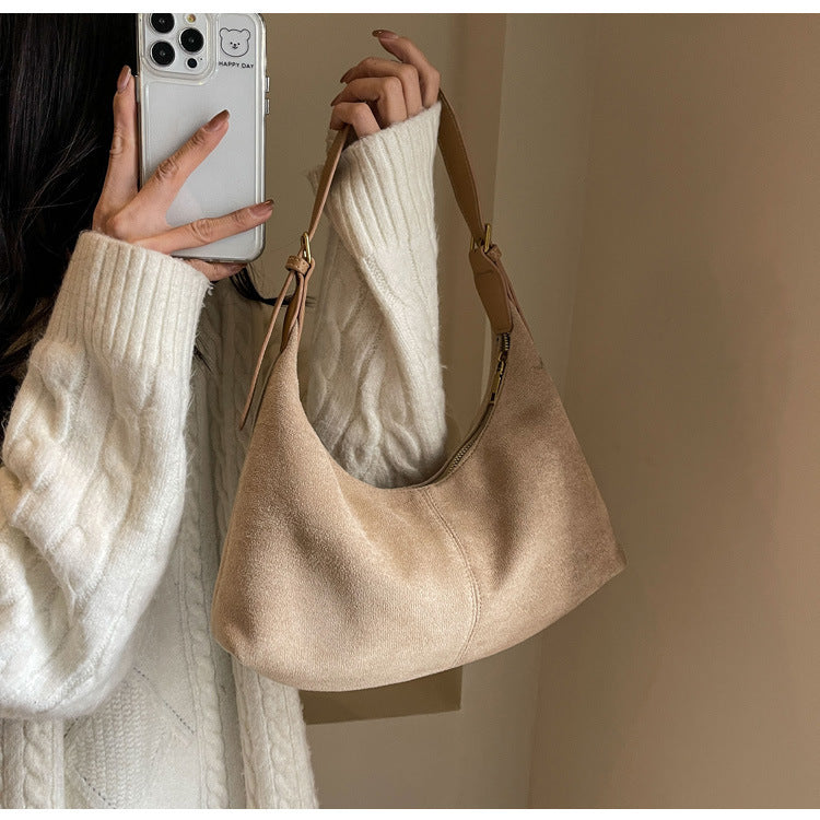 New autumn and winter versatile frosted retro bag women's large-capacity shoulder messenger bag class commuting tote bag