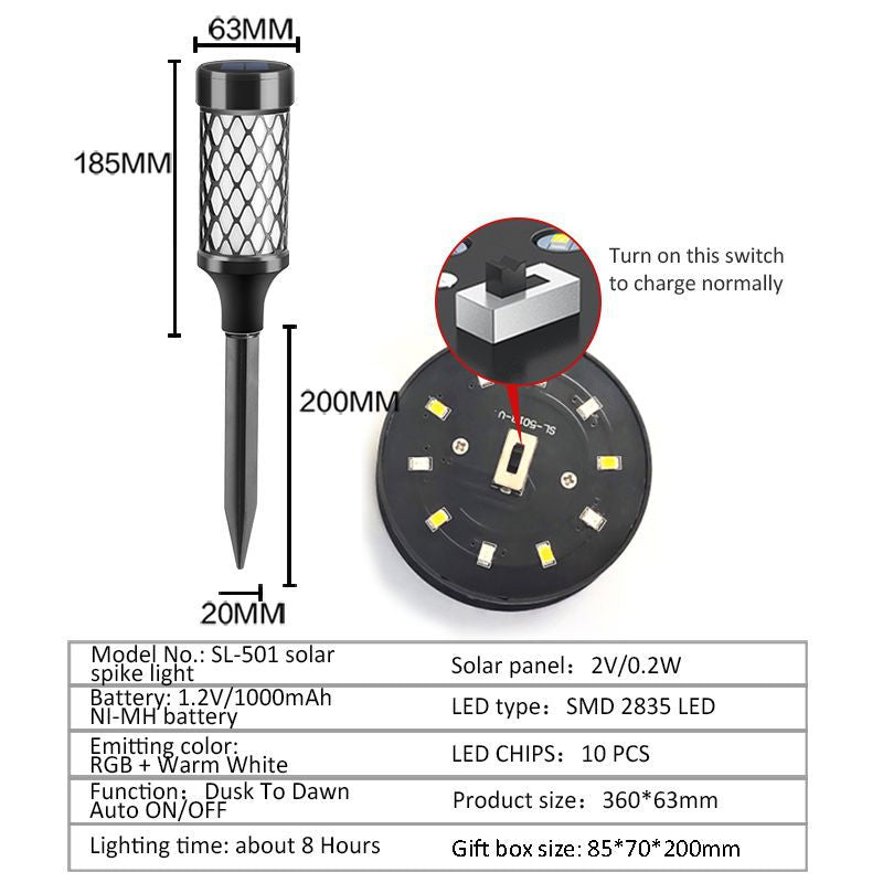 Cross-border RGB solar lawn light waterproof courtyard ground plug landscape light home decoration outdoor garden atmosphere light