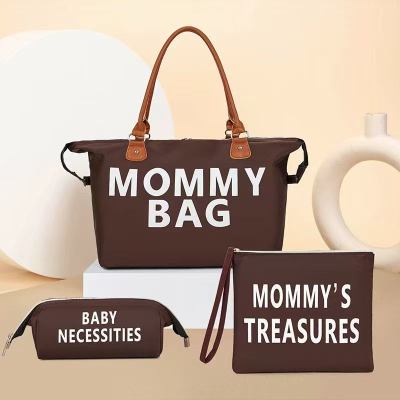 Mommy bag ins style hand to enhance the sense of cross-border travel three-piece set large capacity dry and wet separation shoulder handbag