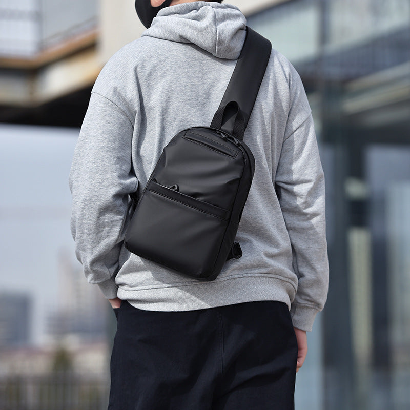 New men's sports and leisure chest bag waterproof leather membrane shoulder bag chest bag men's multi-function messenger bag chest bag