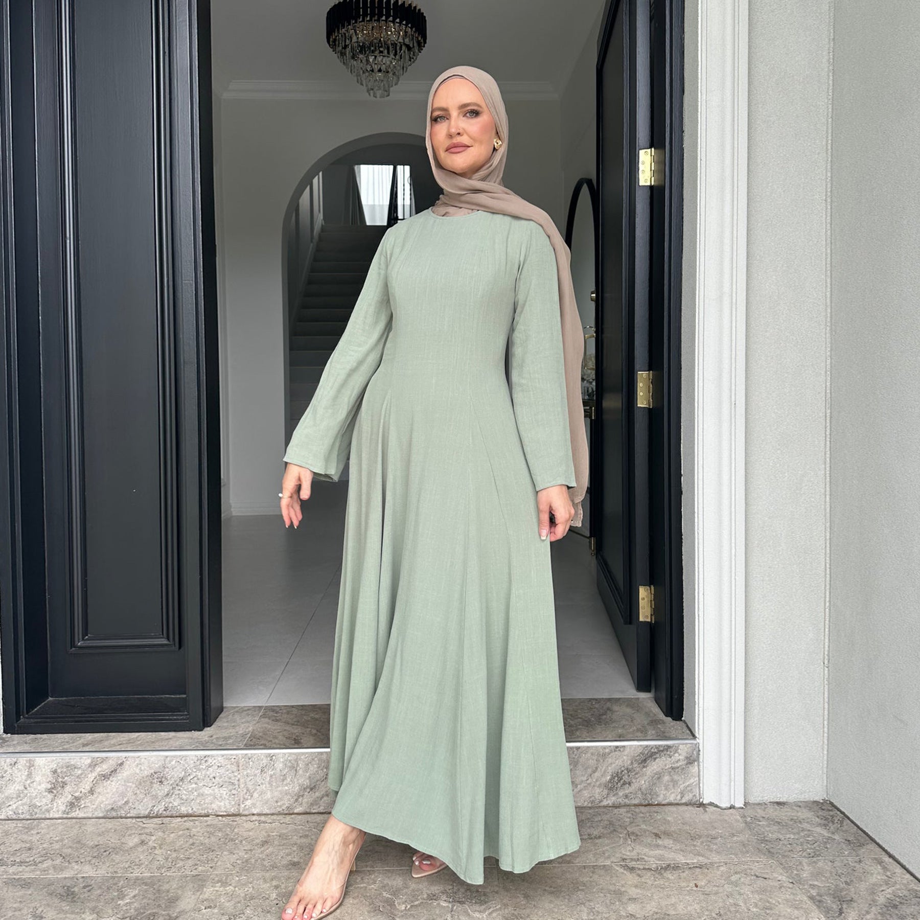 2025Loriya Dubai Turkish solid color large swing dress robe LR941