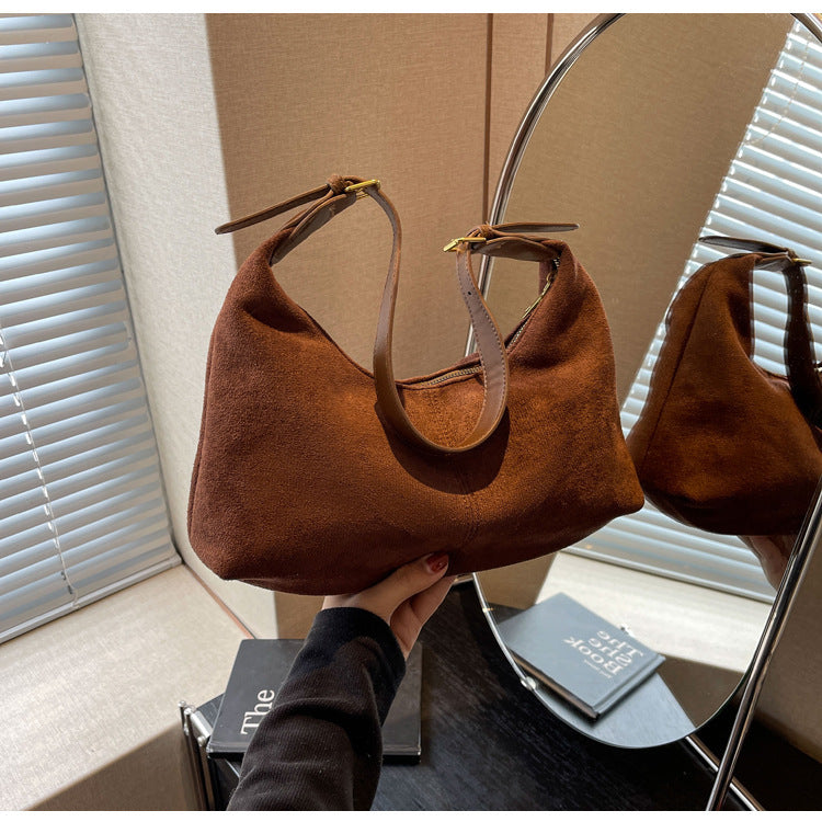 New autumn and winter versatile frosted retro bag women's large-capacity shoulder messenger bag class commuting tote bag